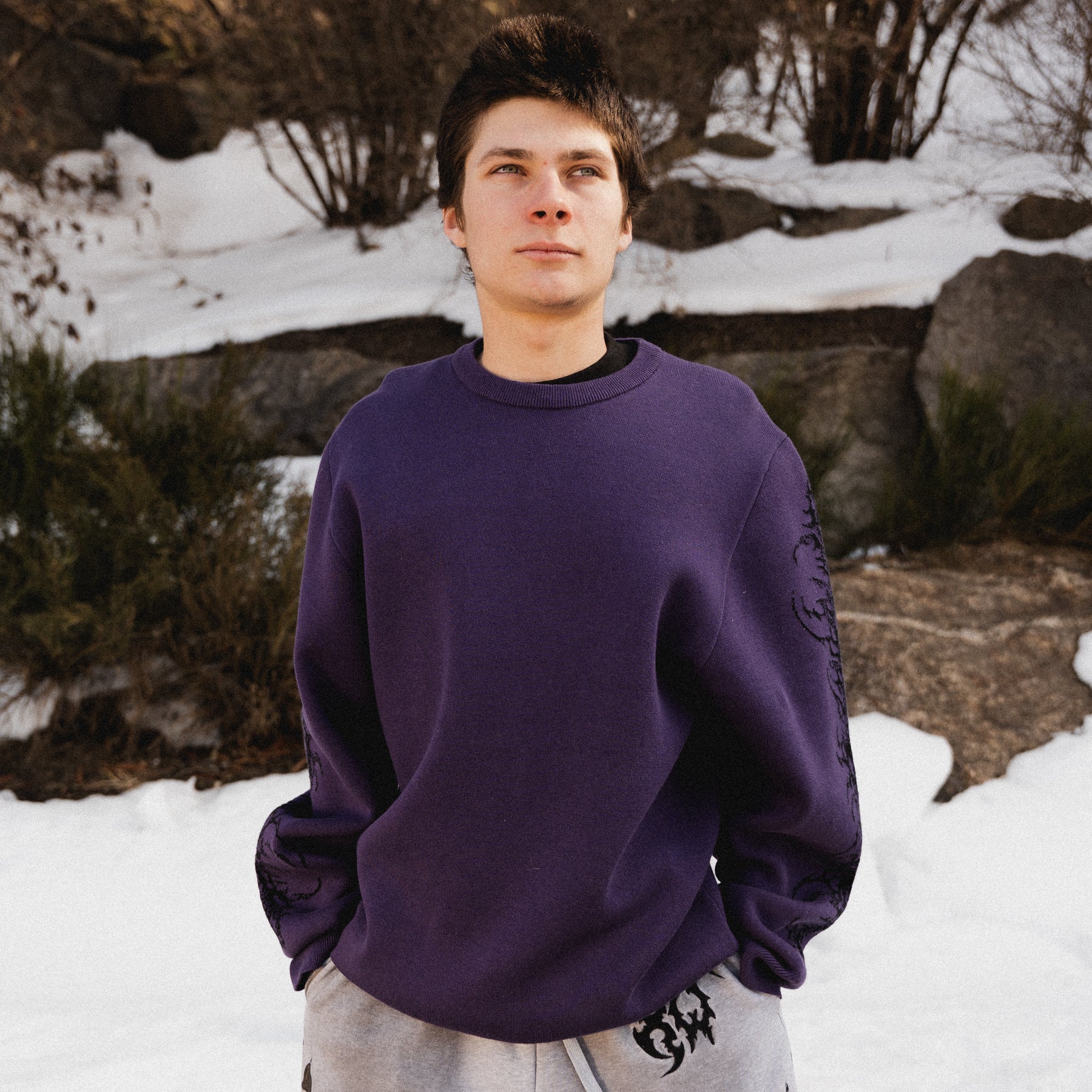 TRIBAL KNITTED SWEATER PURPLE - Image 8
